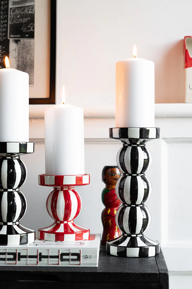 Red & White Stripe Pillar Candle Holder - Image 7