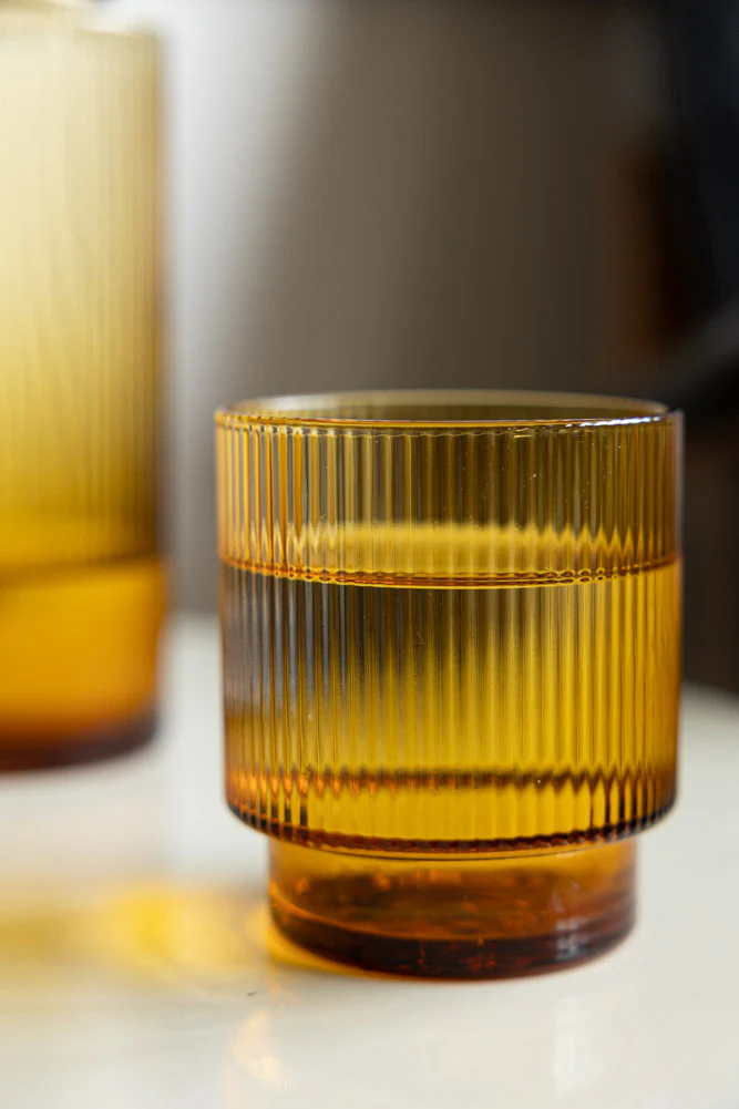 Ribbed Amber Glass Carafe & Tumbler - Available in Two Options - Image 11