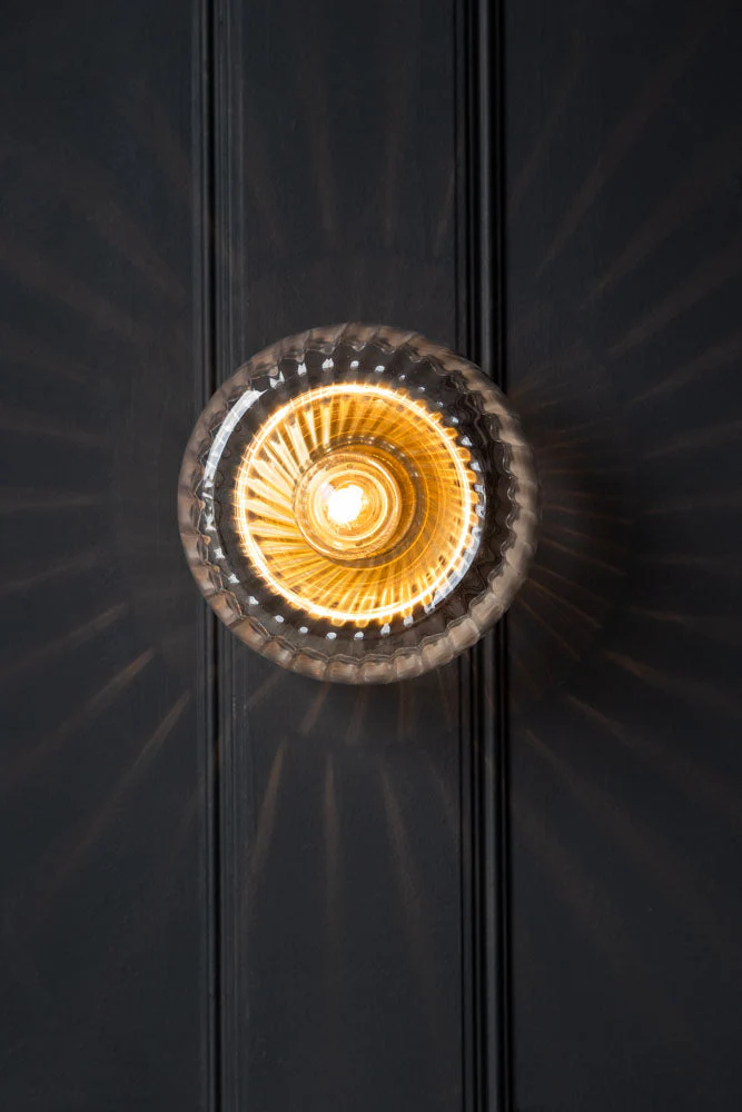 Ribbed Glass & Brass Wall Light - Image 3