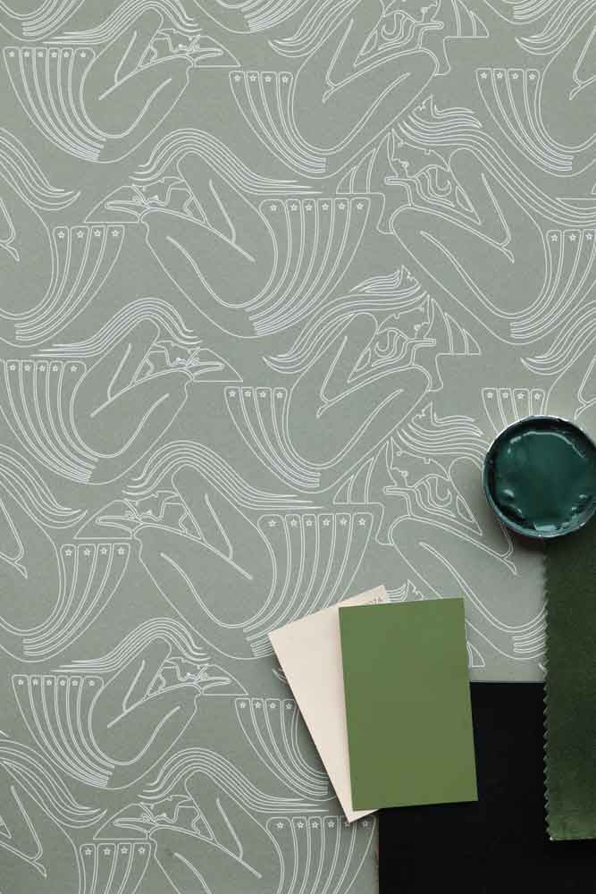 Rockett St George Deco Nymph Olive Wallpaper - Image 17