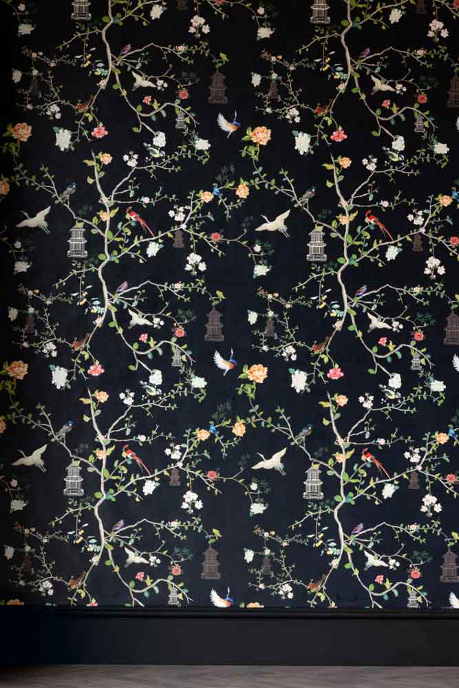 Rockett St George Modern Chinoiserie Black Ink Wallpaper - Image 4