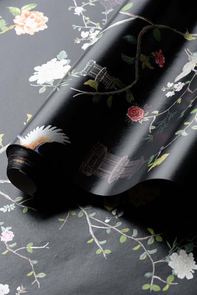 Rockett St George Modern Chinoiserie Black Ink Wallpaper - Image 5