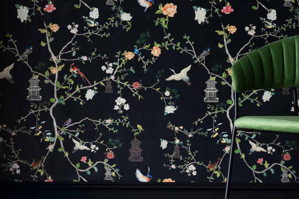 Rockett St George Modern Chinoiserie Black Ink Wallpaper - Image 7