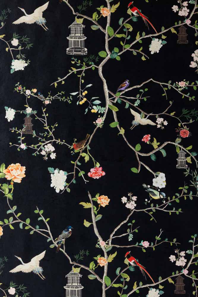 Rockett St George Modern Chinoiserie Black Ink Wallpaper - Image 9