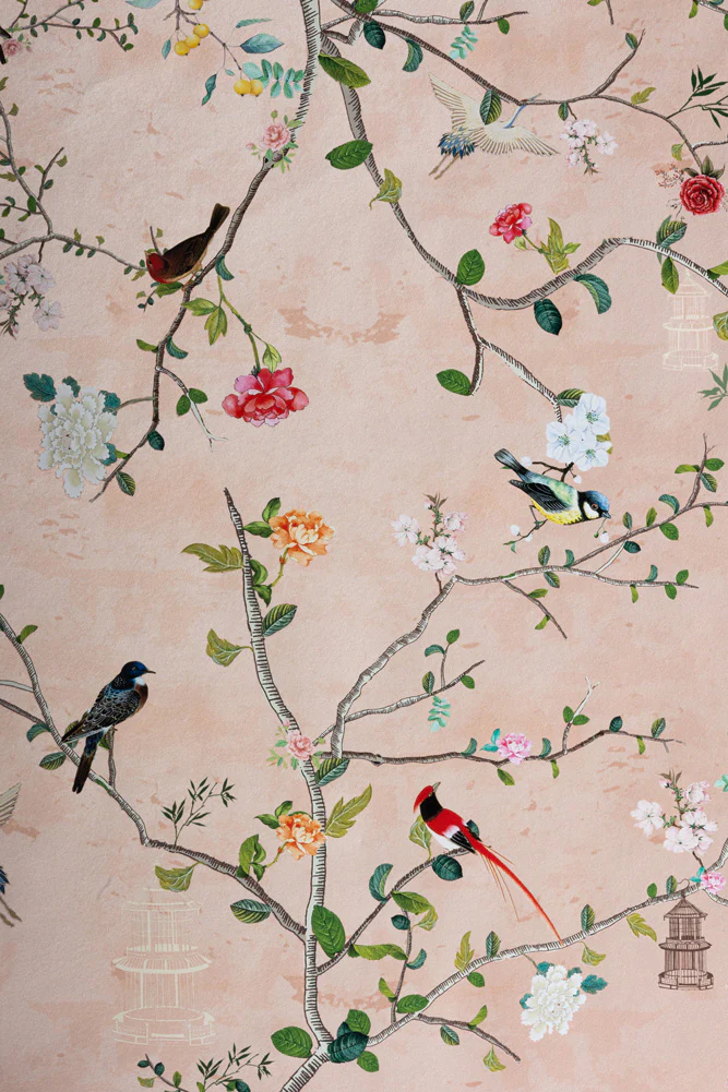 Rockett St George Modern Chinoiserie Watermelon Blush Wallpaper - Image 10