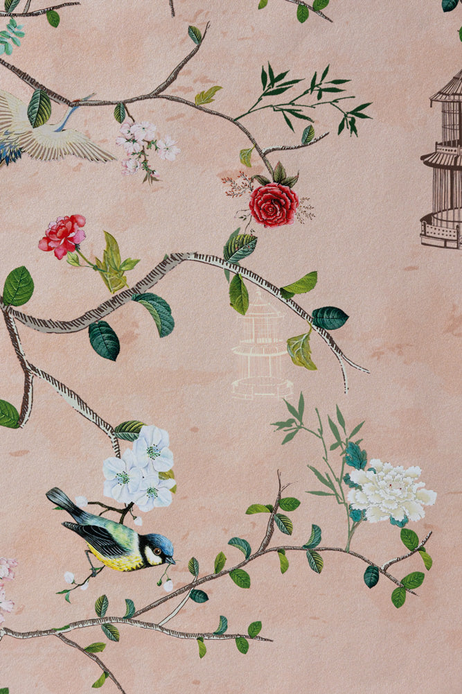 Rockett St George Modern Chinoiserie Watermelon Blush Wallpaper - Image 5
