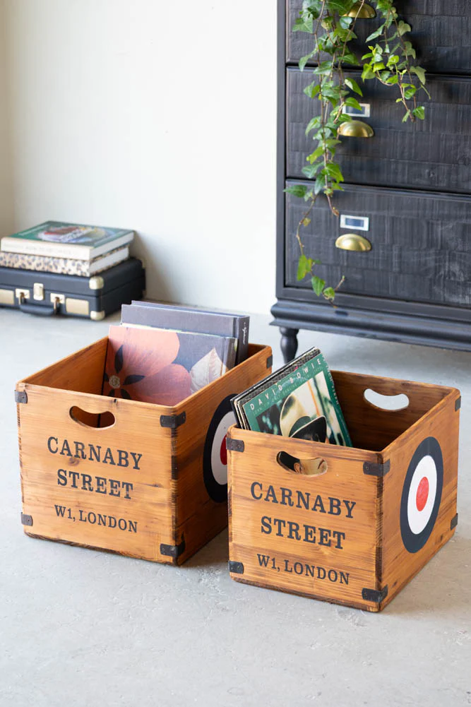 Set of 2 Antiqued Wooden Storage Boxes - Image 4