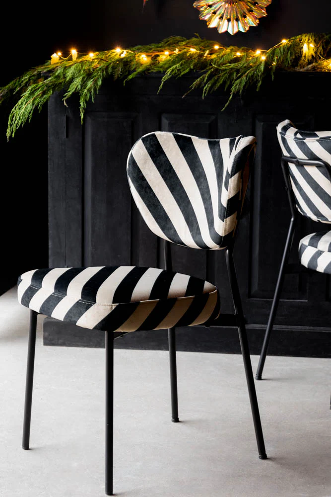 Set Of 2 Dining Chairs In Stripe Velvet - Image 4
