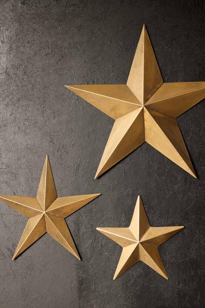 Set Of 3 Antique Gold Metal Stars - Image 5