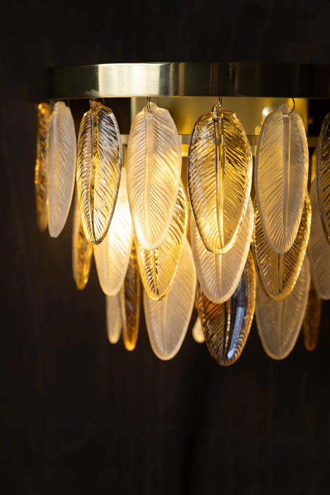 Stunning Art Deco Glass Feather Wall Light - Image 6
