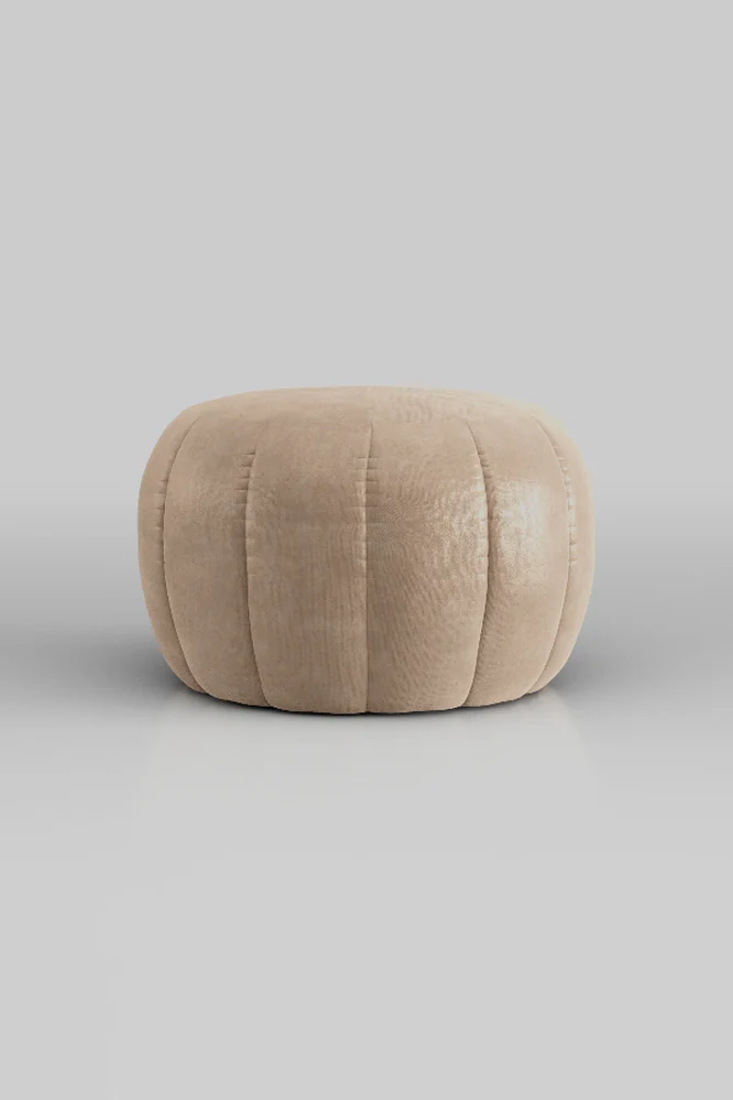 The Bowie Stool In Luxe Needlecord Velvet Natural Whisper - Image 4