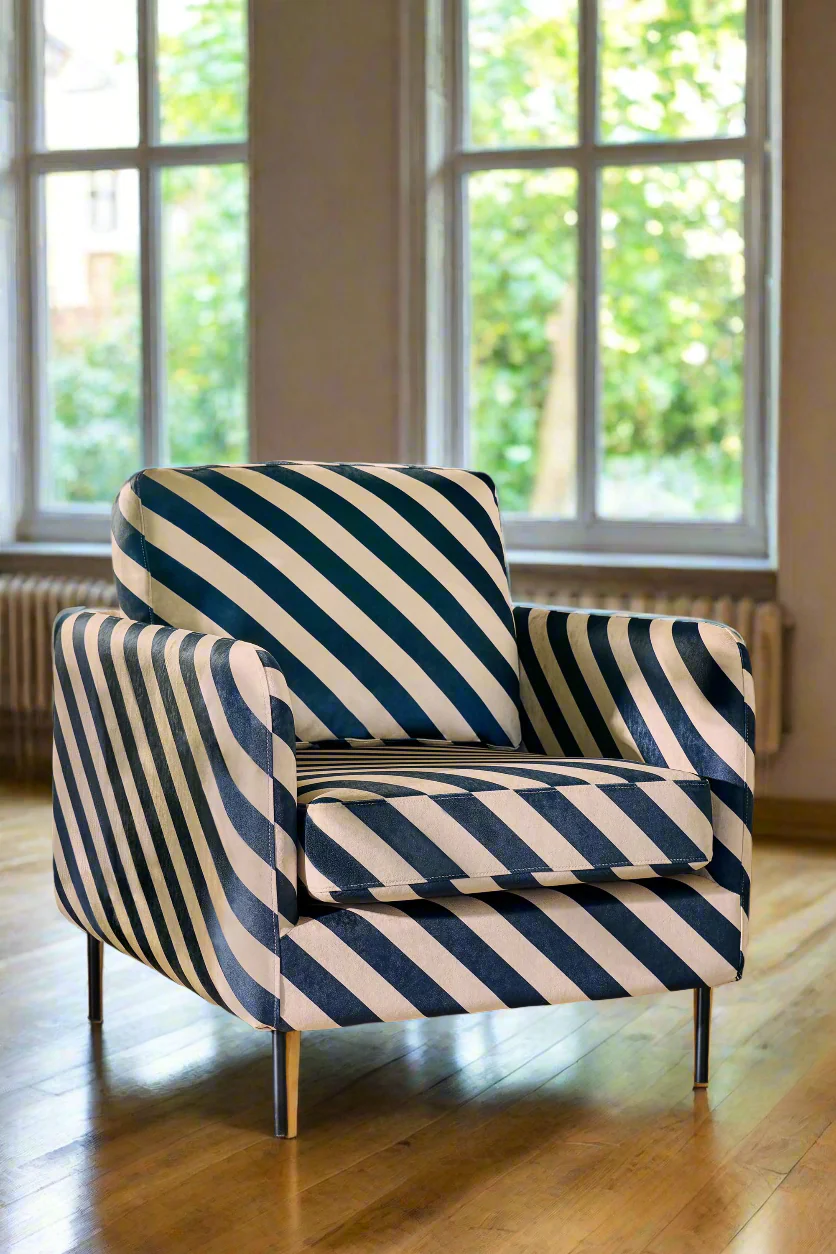 The Edie Sand and Black Stripe Armchair - Image 4