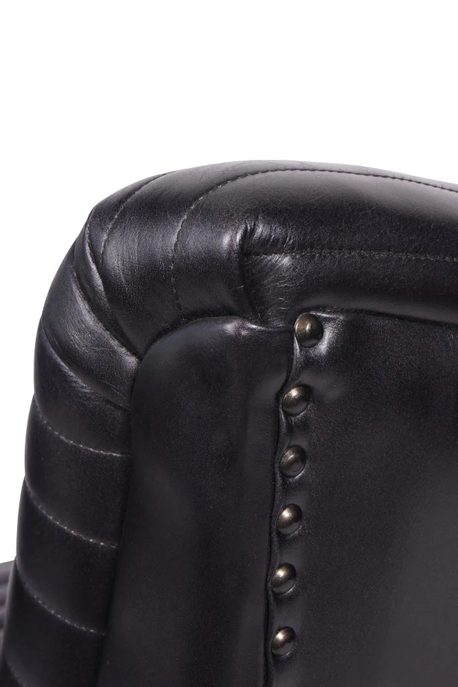 Traditional Charcoal Leather Occasional Chair - Image 5